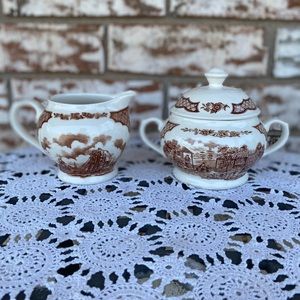 Vintage Fair Winds sugar and creamer china set